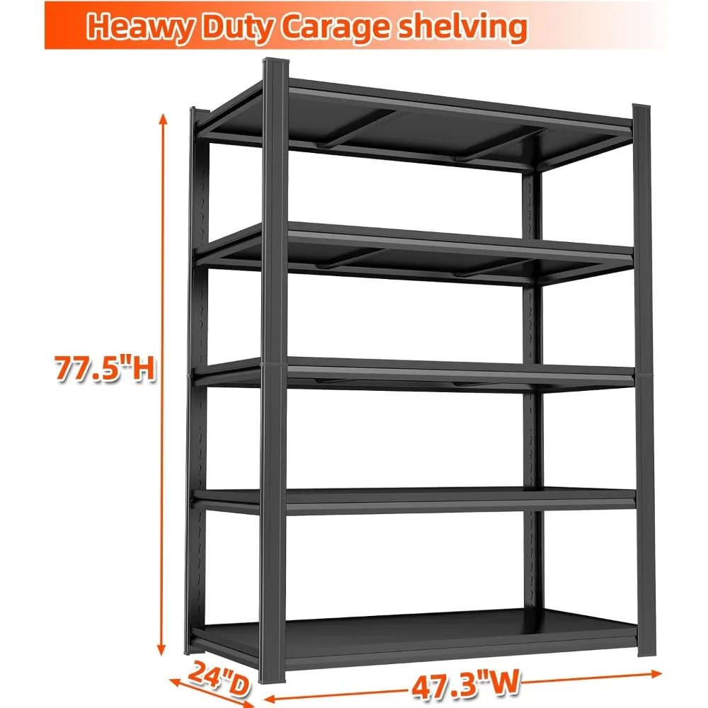 Heavy Duty Adjustable 5 Tier Garage Shelving Unit with 2500 LB Capacity for Storage Solutions