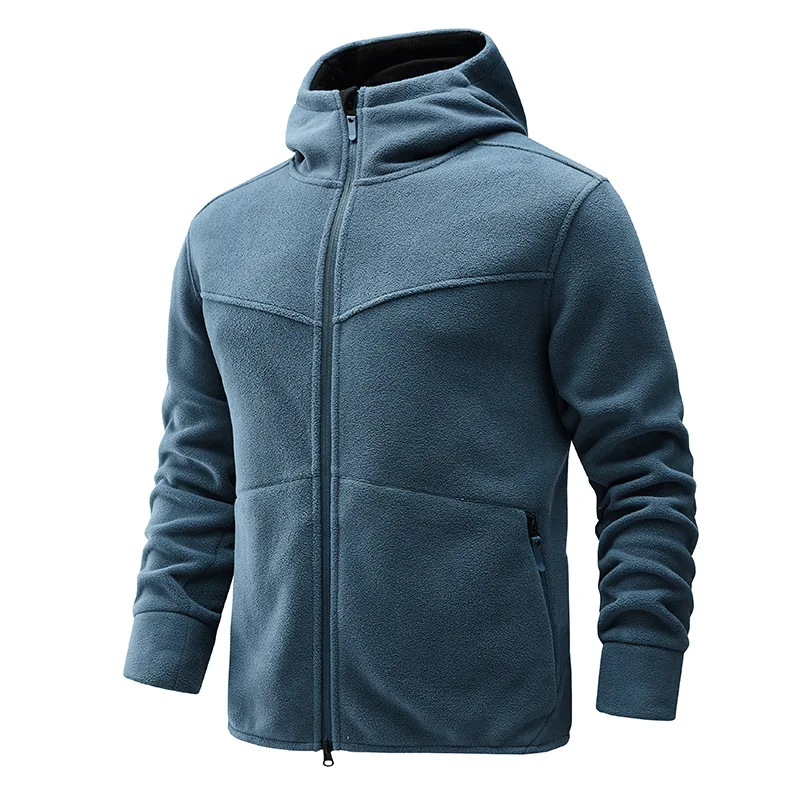 New Men\'s Fleece Coat Windproof Cold Resistant Fleece Sports Winter Hooded Warm Comfort Thick Coat Men High Quality Clothing