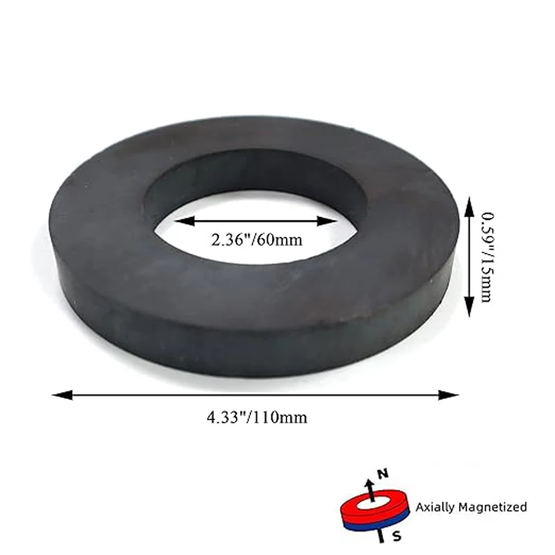 Ferrite Ring 110x15-60mm Magnet 4.33In Dia Ceramic for Science Experiment. Strong Magnetic Ring Magnetism