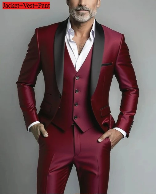 3PCS Wine Red
