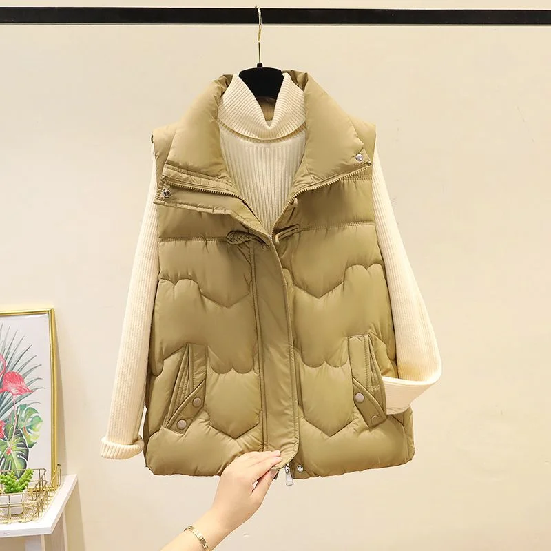 

2024 New Women Vest Coat Stand Collar Winter Women Warm Coat Oversize Tops Vest Chaleco Mujer Female Sleeveless Jacket Waistcoa