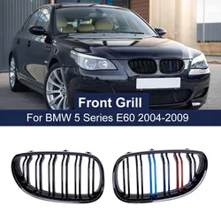 Gloss Black M-Kleur Front Nier Grill Racing Grills Voor Bmw 5 Serie E60 E61 M5 520I 535I 550I 03-10 Sedan Dubbele Lijn Grille