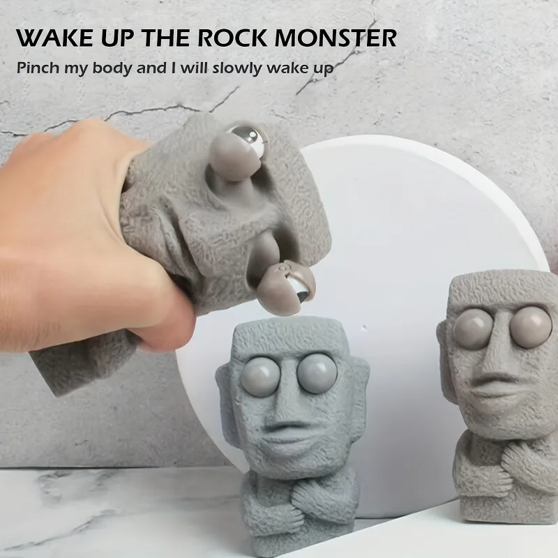 Funny Stone Human Face Emotion Balls Fidget Toys Stress Relief Squeeze Ball Stress Toys for Kids Adults Popping Out Eyes