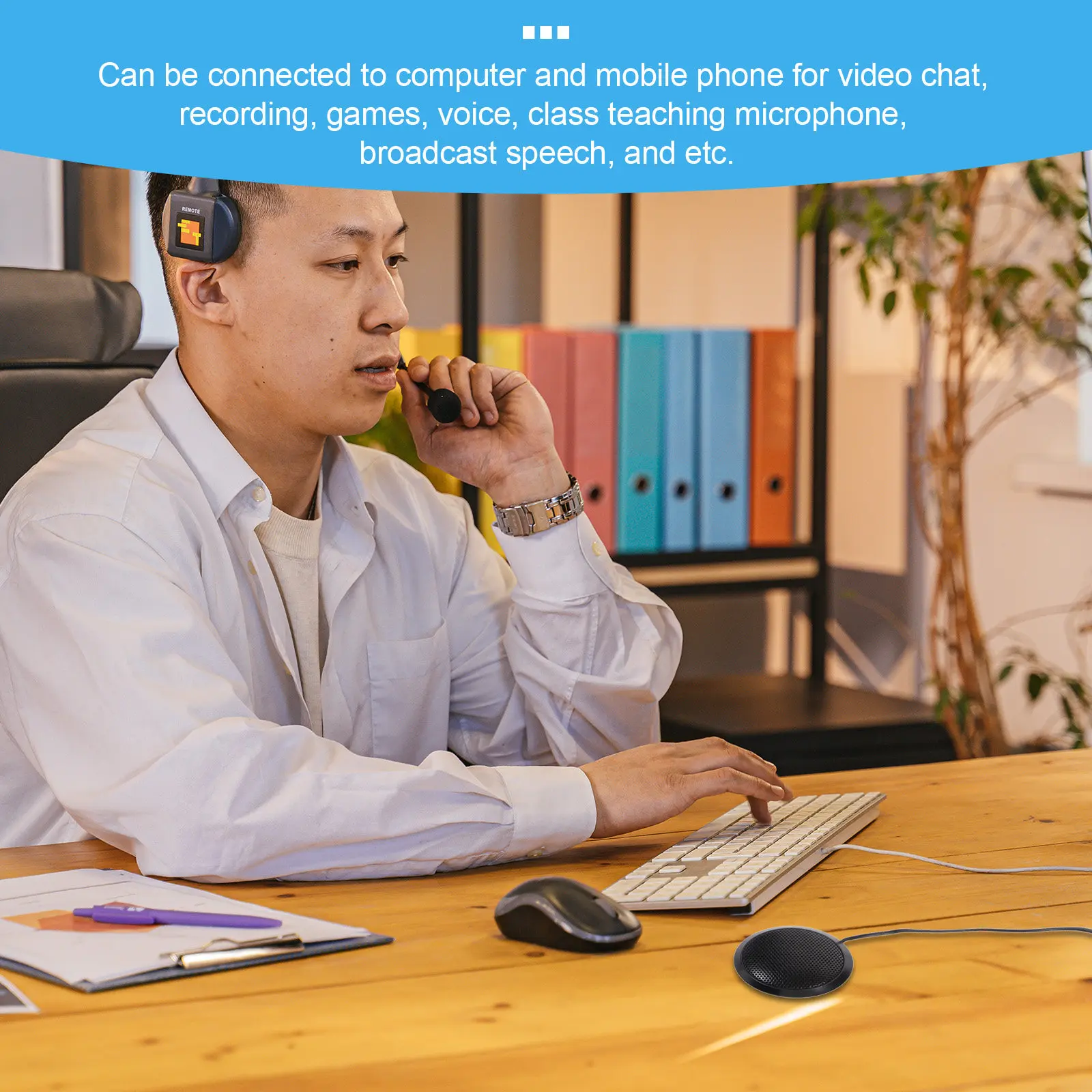 Noise Reduction Omnidirectional Conference Microphone Professional Desktop Mic for Computer Online Teaching Recording