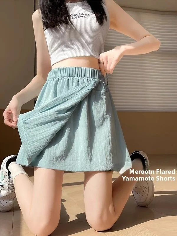 

Женская короткая юбка А-силуэта с высокой талией, новинка ранней весны 2026, в корейском стиле, гладкая, в стиле lazy, с разрезом