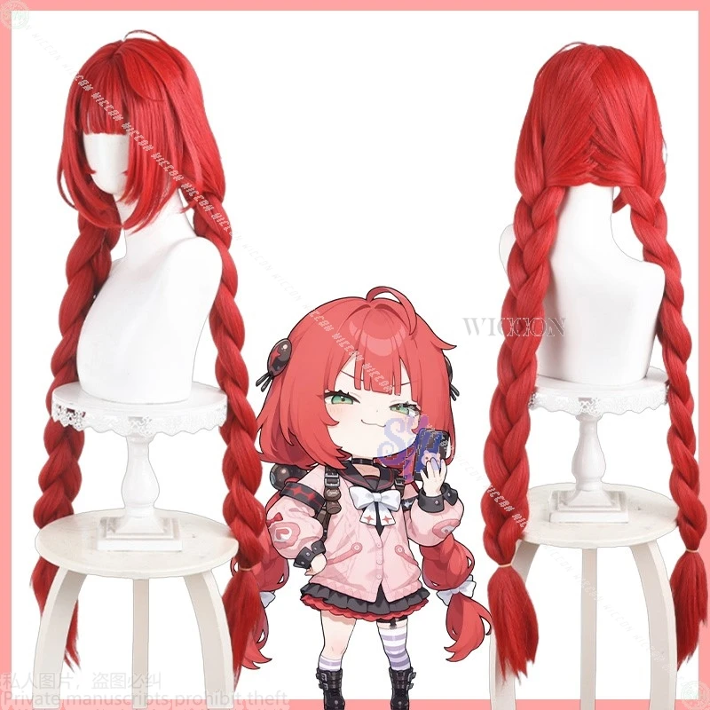 

Anime Game Zenless Zone Zero Cosplay Ukinami Yuzuha Costume Red Kawaii Double Pony Wig Jirai Kei Girls Red Wigs Halloween Cos