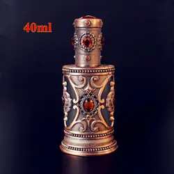 40ml Vintage Metal Perfume Bottles Empty Glass Spray Bottle Middle East Style Wedding Gift Decoration