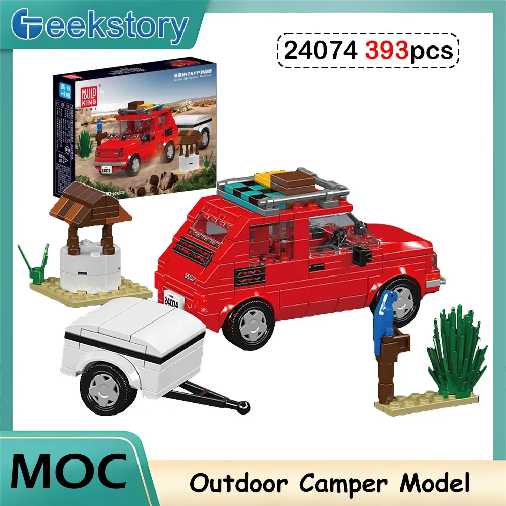 

Набор строительных блоков MOC DIY Camper Van, 393 детали, MOULD KING 126P, модель автомобиля для приключений на природе, декоративные кирпичики, игрушки, подарок для детей