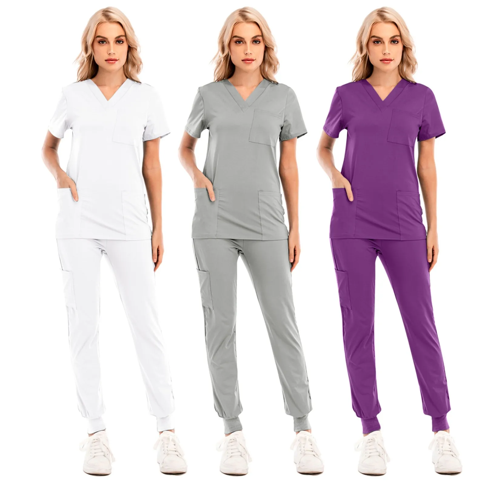 

2024 Women Summer Casual Thin Wear Suits Hospital Doctor Working Uniform Surgical Multicolor Unisex Uniform Nurse Accessories