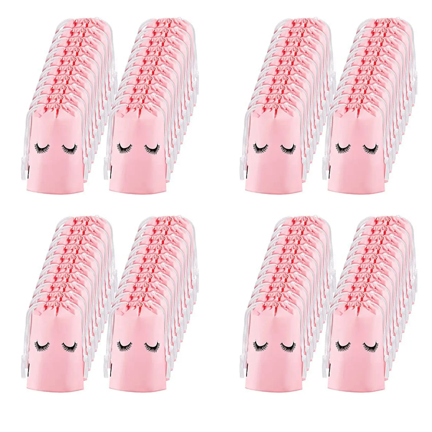 

ABWR-200 Pieces Eyelash Aftercare Bags Plastic Makeup Bags Toiletry Makeup Pouch Cosmetic Travel With Drawstring Pink,L