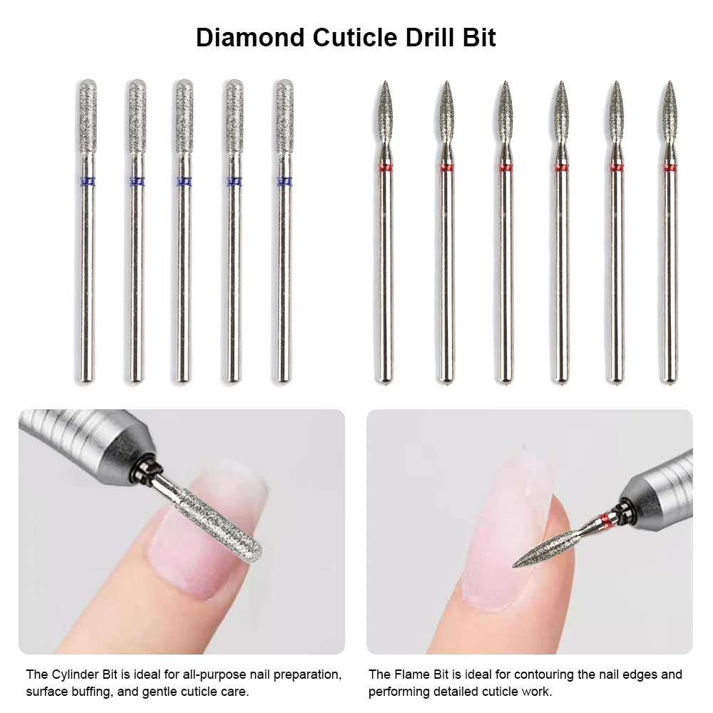 5/6개 다이아몬드 밀링 커터 큐티클 네일 드릴 비트 전동 매니큐어 드릴 페디큐어 밀링 비트 파일 네일 아트 액세서리 도구