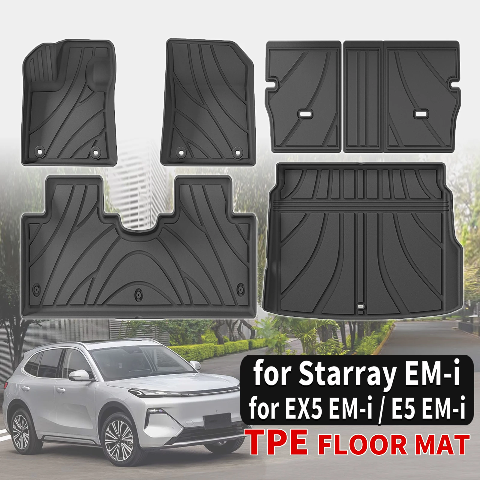 

for Geely Starray EM-i EX5 E5 EMi 2025 2026 Proton eMas 7 PHEV Custom TPE All-Weather Floor Mats Accessories