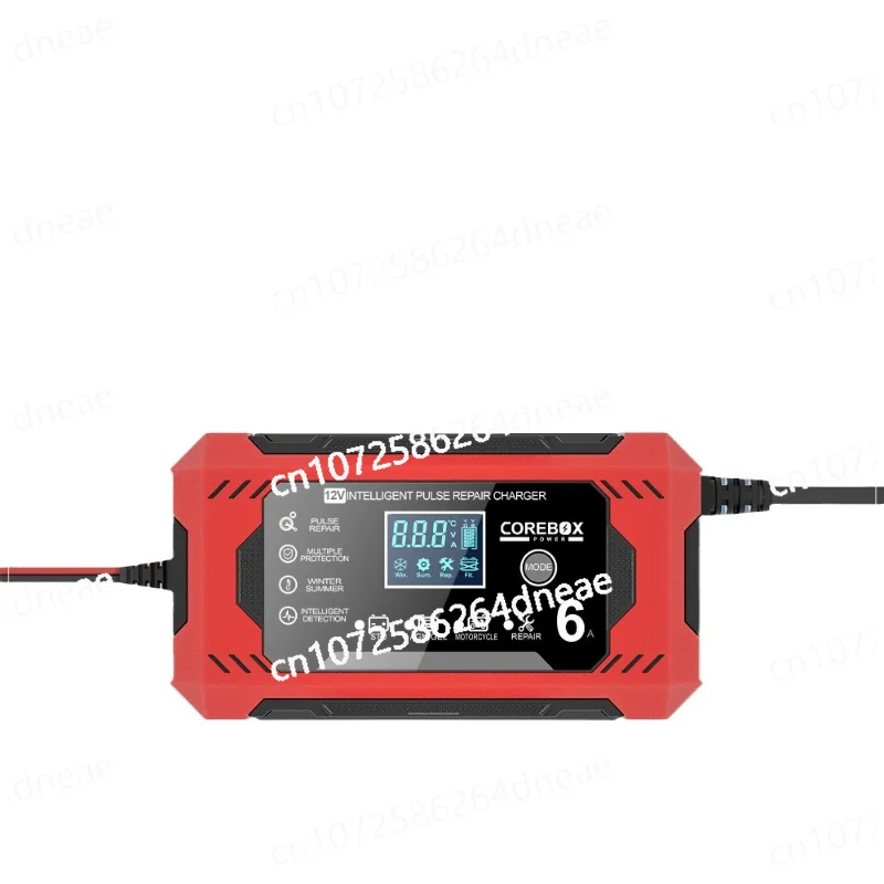 12V6A Intelligent Pulse Repair Charger Start and Stop Car Motorcycle AGM Battery Charger European and American Standards