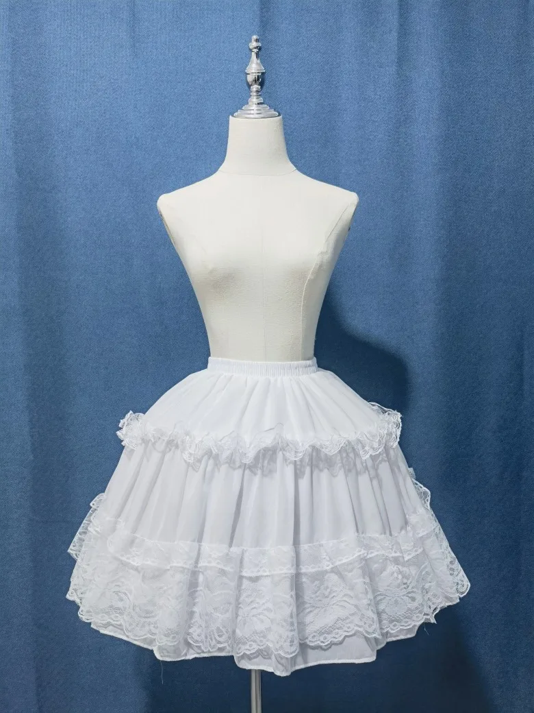 High Quality Lace Cosplay Petticoats Lolita 2Hoops Puffy Skirt for Girl Dresses Wedding Accessory image 3