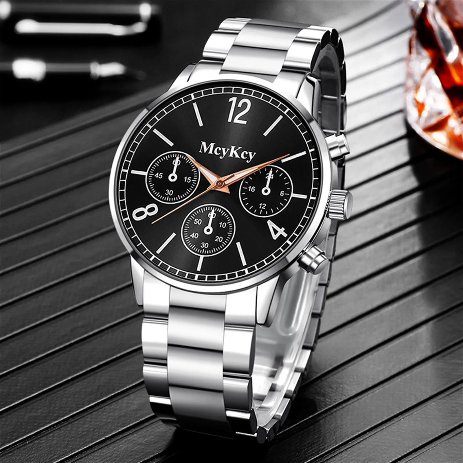 

New Luxury Mens Business Casual Stainless Steel Band Watch Quartz Wristwatch Business Watches Male Clock Relogio Masculino 2024