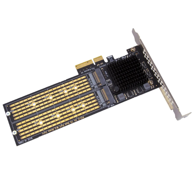 Bezdzielny Adapter 2Port M2 NVME PCIE do klucza NVMe SSD M B & M do PCI Express X4 karty rozszerzeń z niskoprofilowym wspornikiem