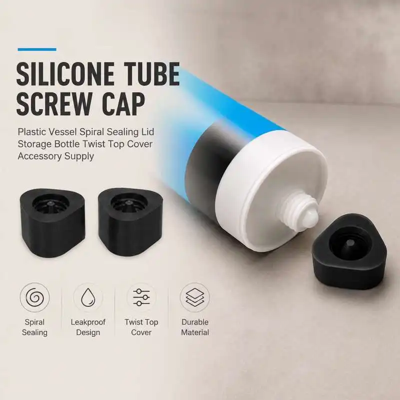 Silicone Tube Screw Cap Cylindrical Container Threaded Lid Sealing Cover Tube End Twist Lock Closure Storage Accessory
