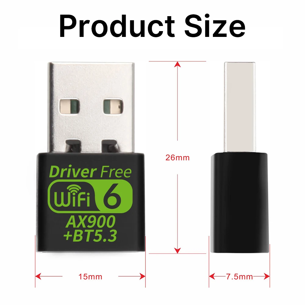 WiFi 6 AX900 BT5.3 adaptador WiFi USB 802.11AX banda Dual 2,4G/5GHz Dongle WiFi inalámbrico receptor Ethernet para Win 10/11