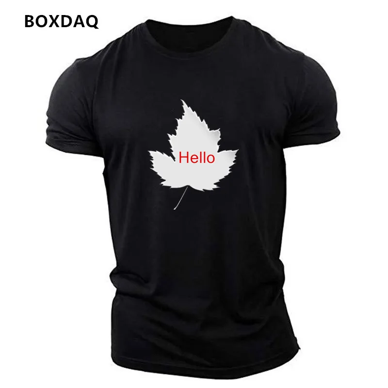 Leaf Pattern Men's Casual T-Shirts Summer Short Sleeve English 3D Prints Street Maple Leaves Male Tee 6XL Plus Size Sports Tops