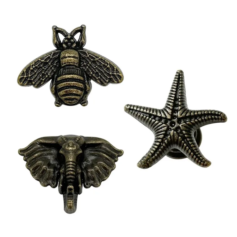 European Style Zinc Alloy Cabinet Drawer Handles for Bedside Cabinets with Bee and Elephant Patterns