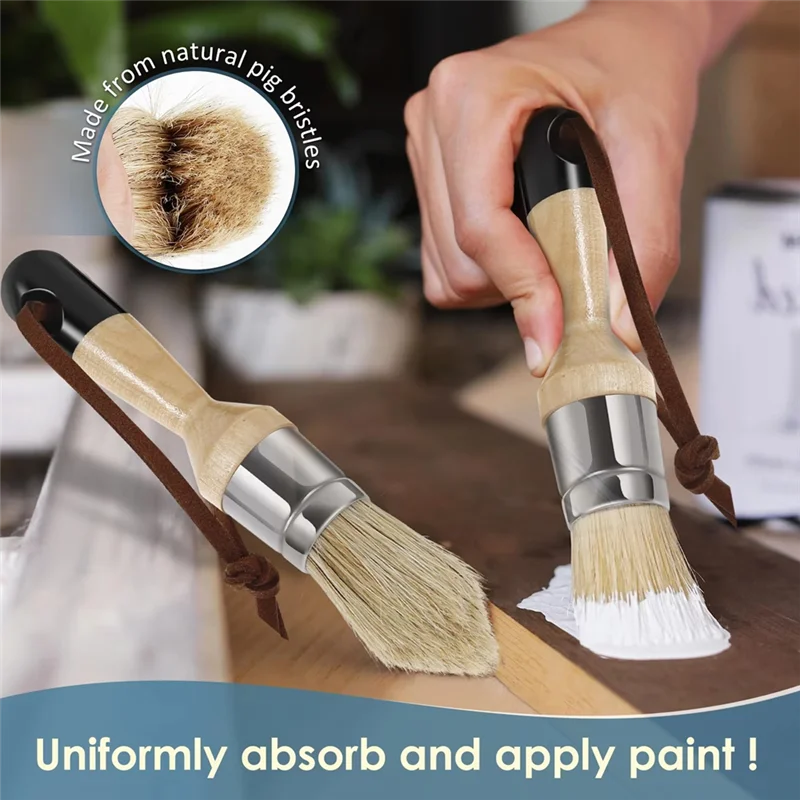 

Кисти для рисования мелом, деревянная ручка, восковые кисти для рисования, кисти для рисования из натуральной щетины для деревянной мебели-AA70