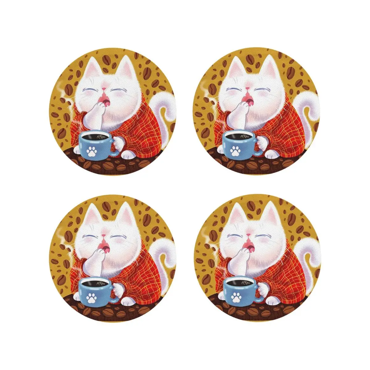

Подставки для кошек и кофе, кухонные салфетки, изоляционные коврики для чашек, кофейные коврики для декора, домашняя посуда, подушечки, набор из 4 шт.