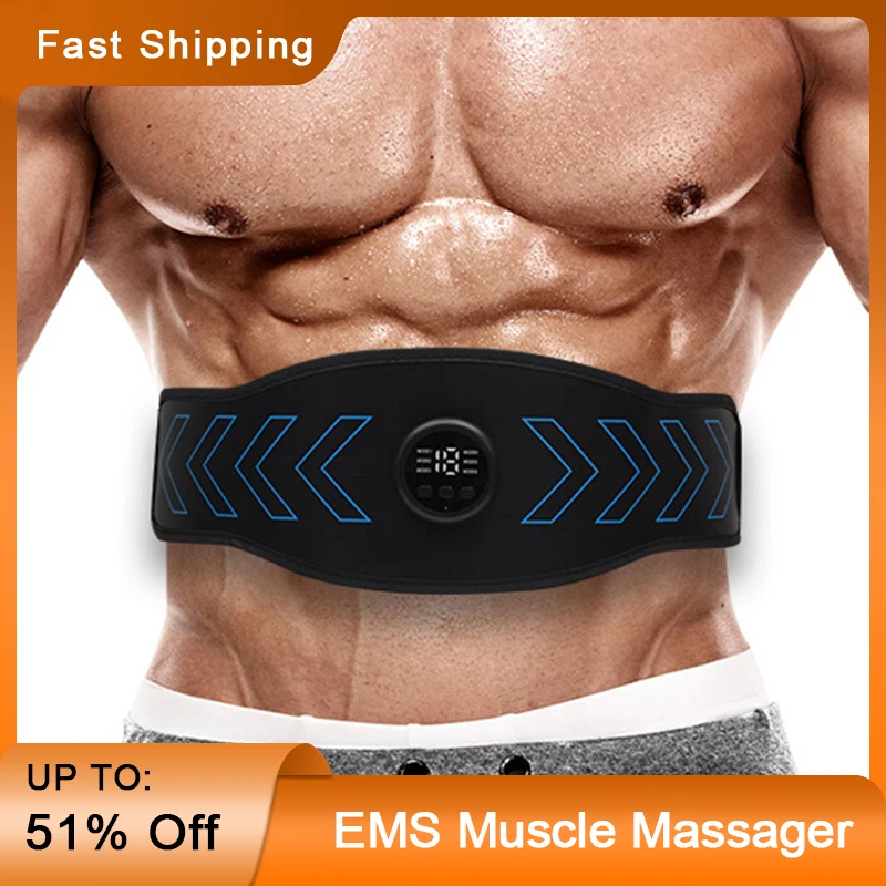 EMS Abdominal Muscle Massager Bodybuilding Stimulator Electric Abs Trainer Body Slimming Waist Weight Loss Fitness Equipment