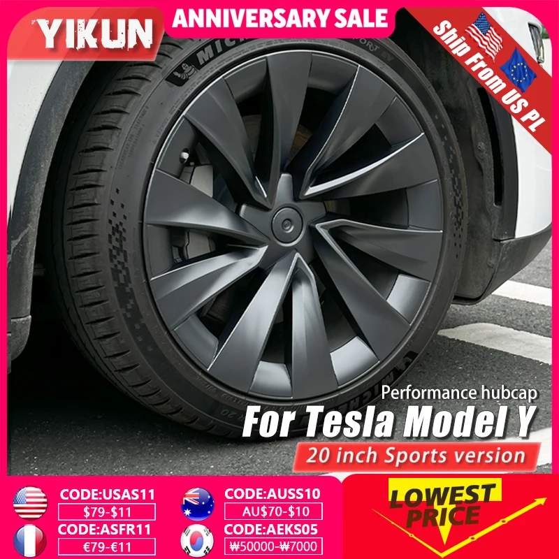 

YIKUN 4PCS Hub Caps for Tesla Model Y Juniper 20-Inch Wheel Cover Performance Helix 2.0 Wheels hubcap Full Rim Accessories 2025