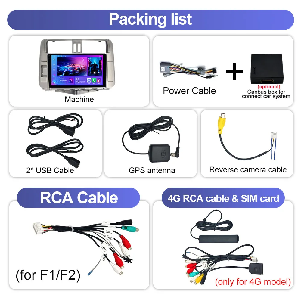 أندرويد 15 Carplay راديو السيارة التلقائي لتويوتا لاند كروزر برادو 150 2009 - 2013 الملاحة لتحديد المواقع مشغل وسائط متعددة فيديو ستيريو BT