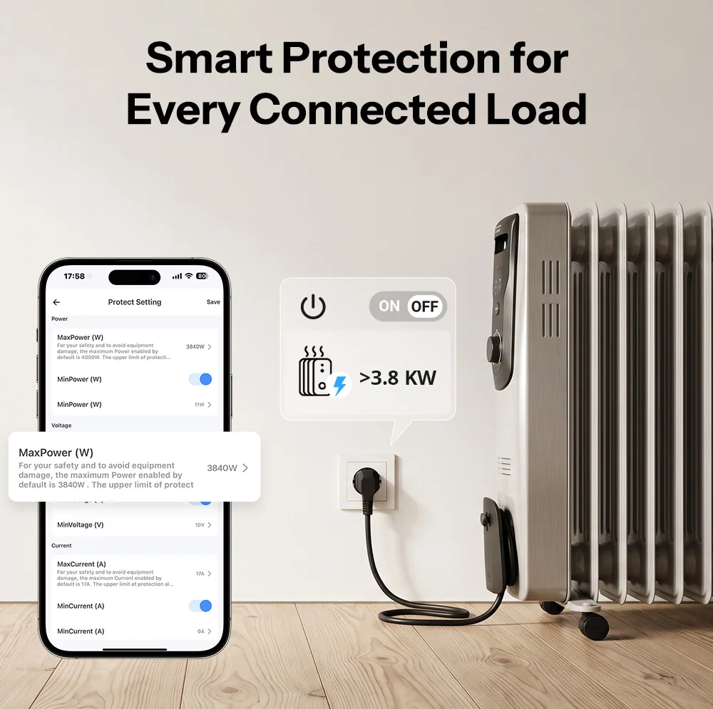 SONOFF MINI-1GSP MINI ONE PM Matter-Over-WiFi-Smart-Schalter, Überlastschutz 16A, Intelligente Energiemonitoring, Matter-Kompatibilität, Apple Home – Detail 6