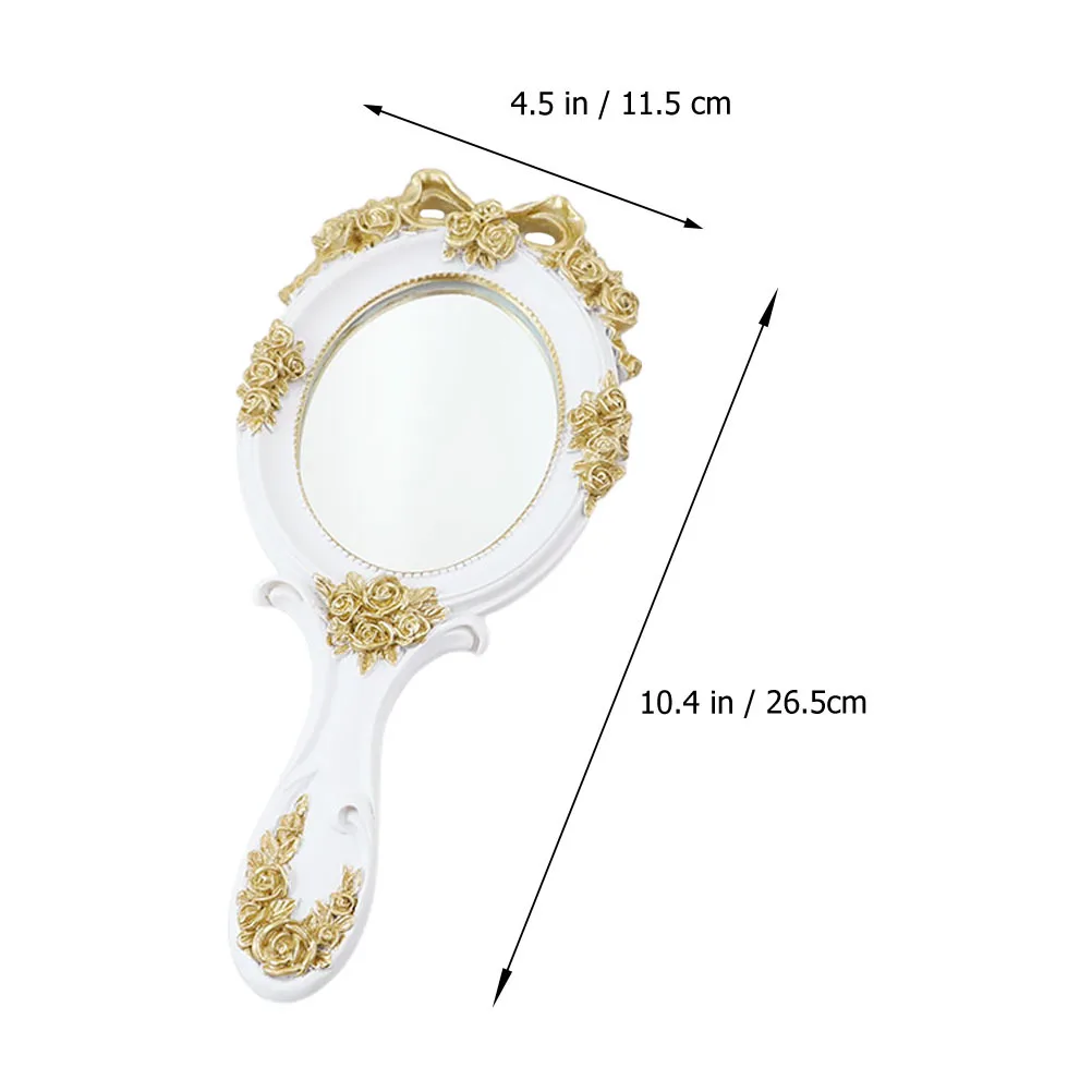 1Pcs Retro Style Handheld Mirror Lightweight Compact Size High Definition Clear Surface Decorative Handheld Mirror