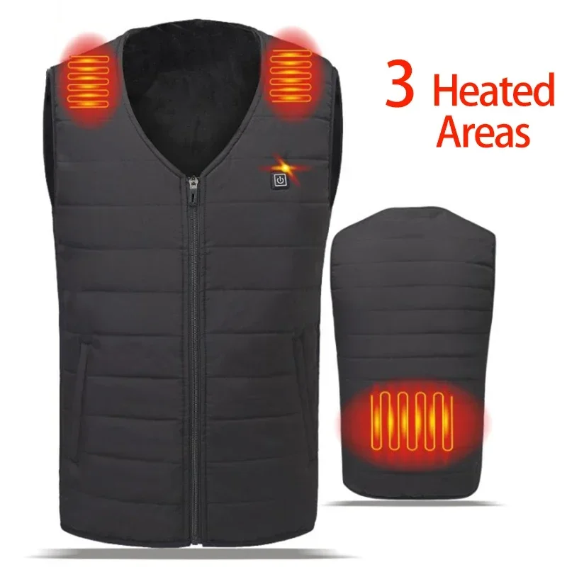 9Areas Winter Men Women Black Electric Heated Vest USB Smart Thermal Heating Clothing Hunting Hiking Jacket Heat Fever Warm Vest