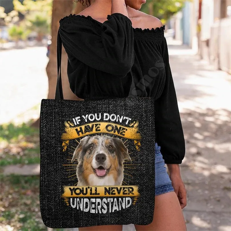 

Australian Shepherd Tote Bag 3D Print Handle Storage Shopper Bag Foldable Reusable Tote Multipurpose 14 Style dog pattern