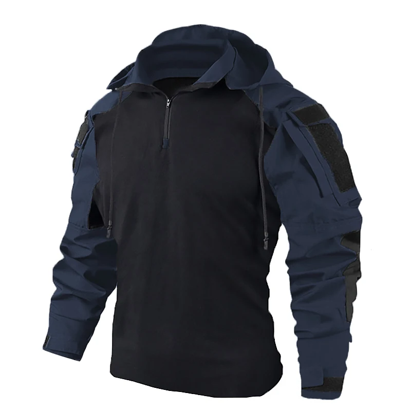 Tactical Combat Shirts Men Long Sleeve US Army CP Hiking T-shirt Camo Hooded Quick-dry CS Paintball T-Shirt Tops Wear-resisting view 3