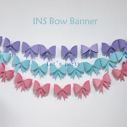 Fashion INS Big Paper Bow Bunting Banner Garland for Kids Birthday Party Decoration Baby Shower Wedding Party Photo Background