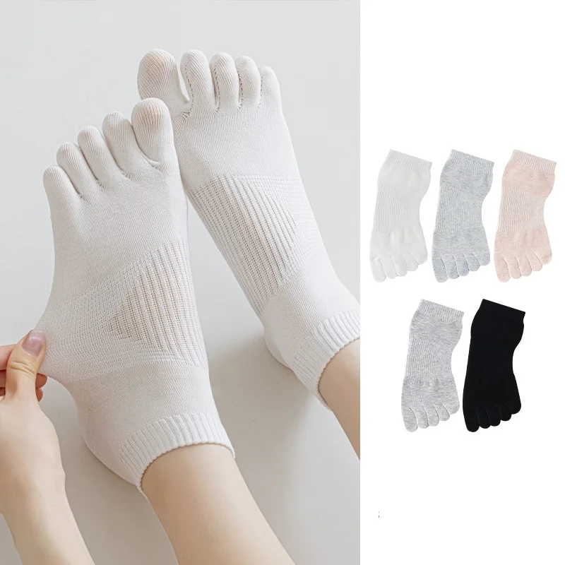 

5 Pairs Women Toe Socks Cotton Compression Anklelow Cut Five Toe Socks