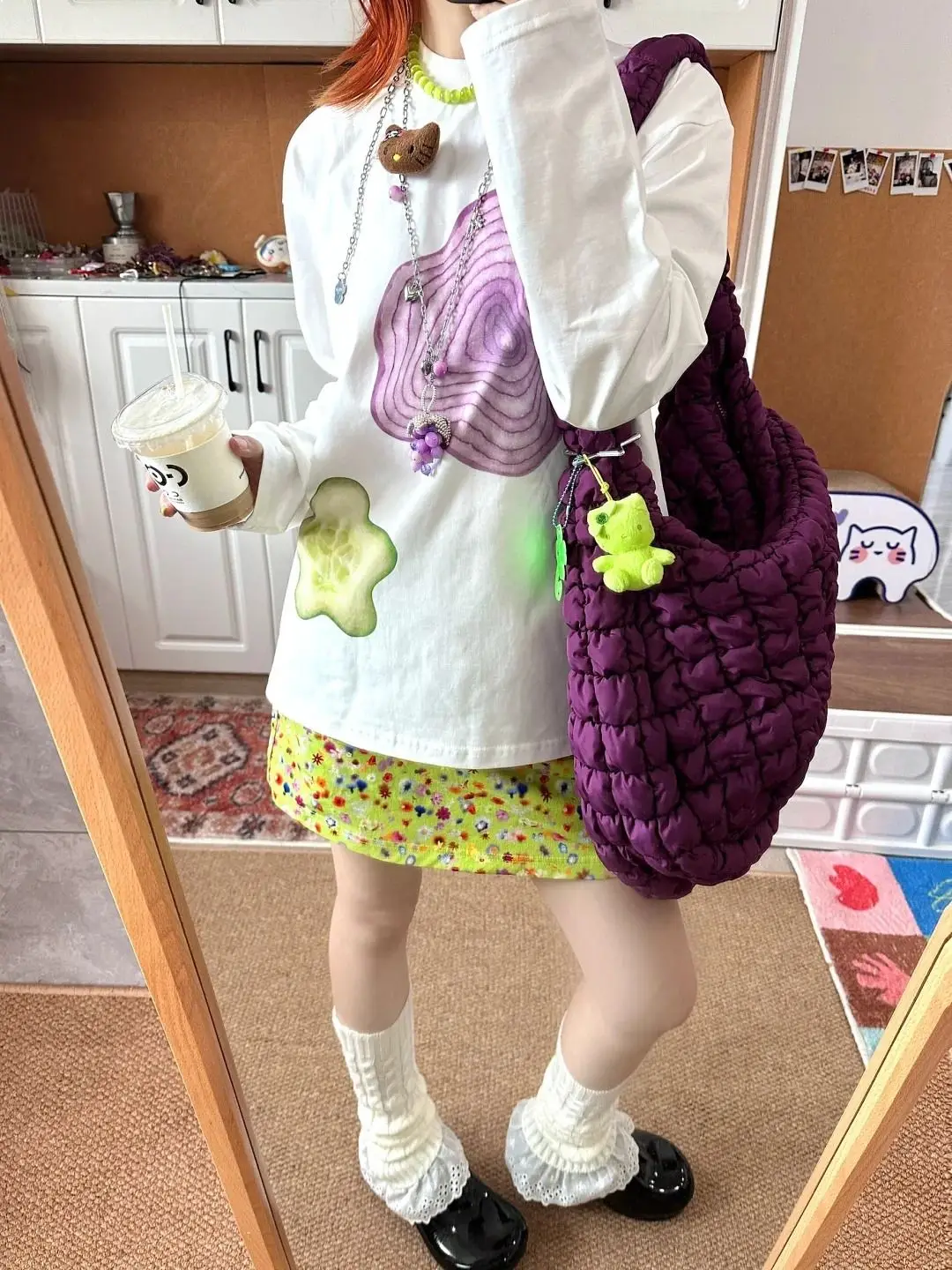 

Graffiti Print 100 Percent Cotton Long Sleeve Tshirt 2025 Unisex Oversized Round Neck Top Raw Vanilla Aesthetic Lazy Style