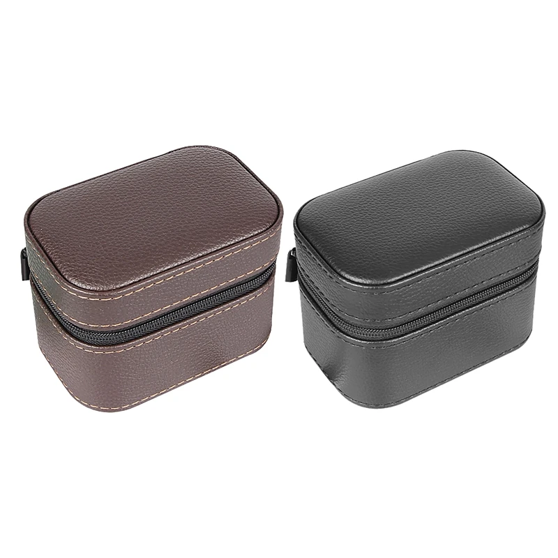 

Single Watch Box Vintage PU Leather Zipper Bracket Holder Watch For Business Travel Storage Easy To Carry