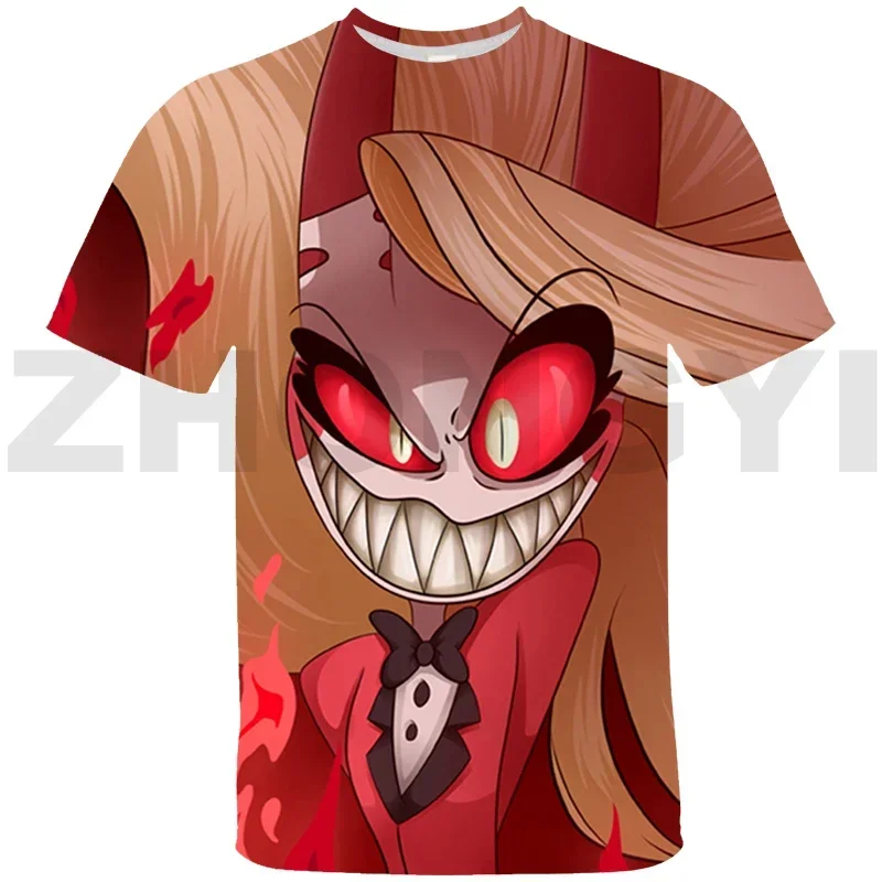 Summer New Fun Hazbin Short T-shirt 3D Cartoon Print Hotel Graphic T-shirt Loose Comfortable Short Sleeve Fashion Casual Top