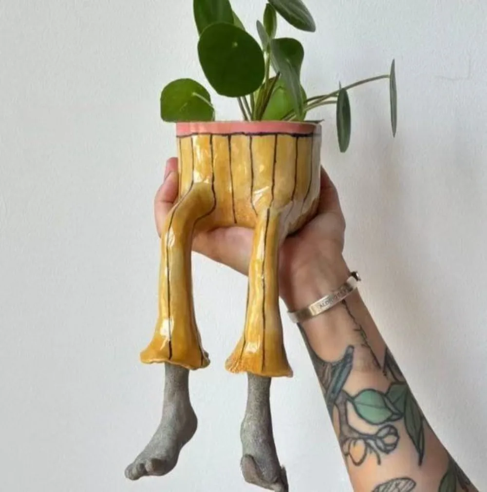 Creative Sitting Posture Flowerpot Green Potted Plants Container Home Courtyard Garden Decor Handicrafts Ornament Gift