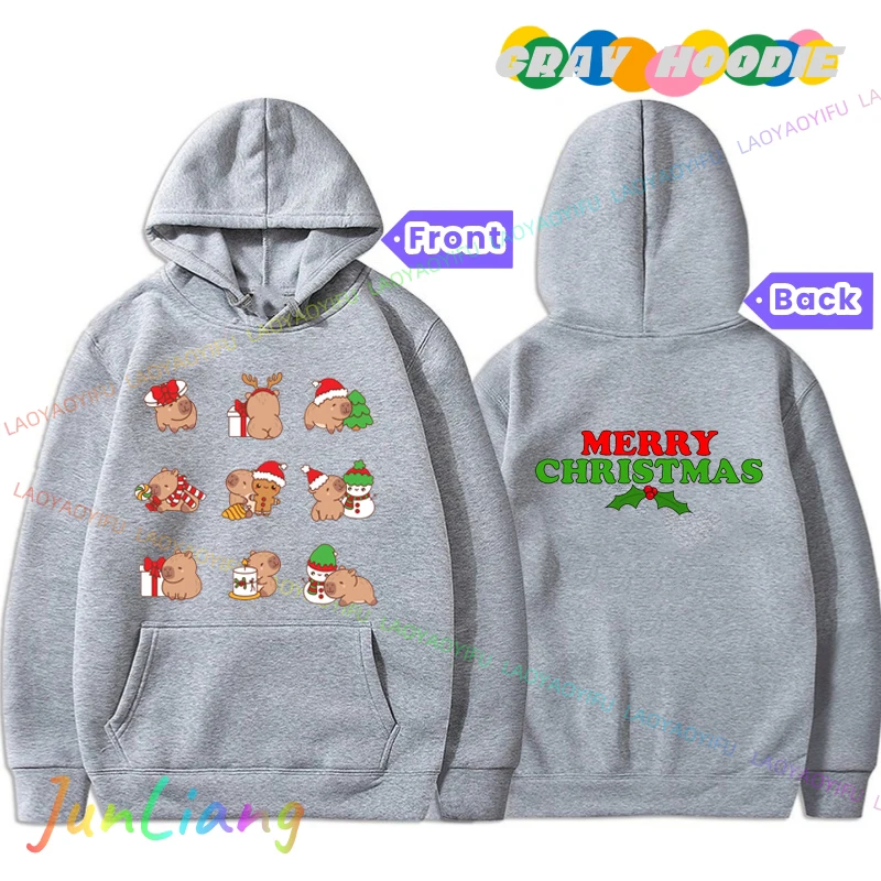 Capybara Christmas Graphics Hoodies Women/Men Sweatshir Unisex Autumn/Winter Warm Hoodie Women's Long Sleeve Top Kawaii Clothes