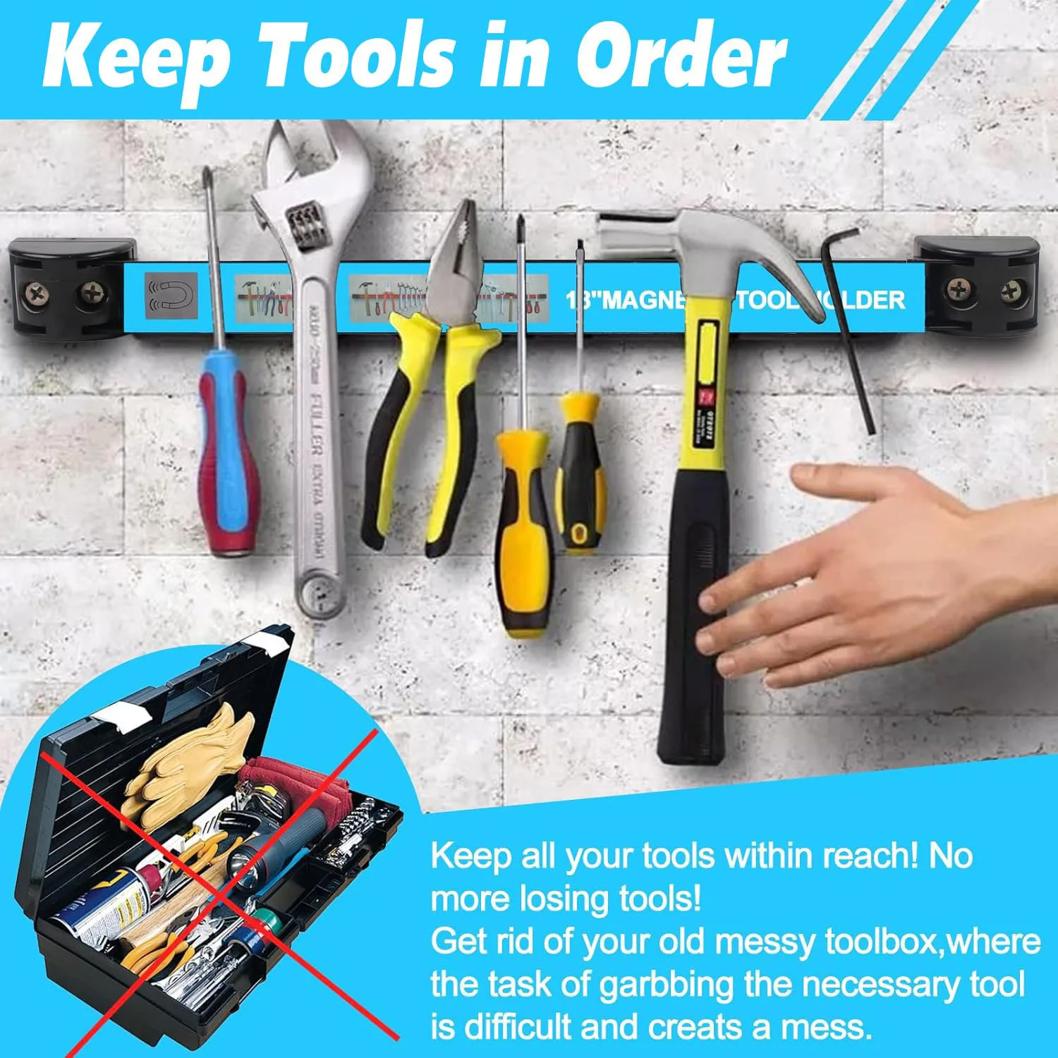 Magnetic Tool Holder Heavy-duty Magnet Tool Bar Long Strip Garage Workshops Hardware Storage Metal Organizer Rack For Workbench image 3