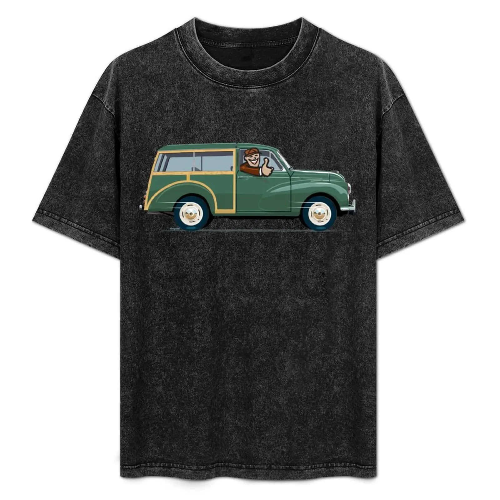 Morris Minor Traveller in Almond green T-Shirt oversized t shirt oversized graphic tee shirts graphic mens cotton t shirts