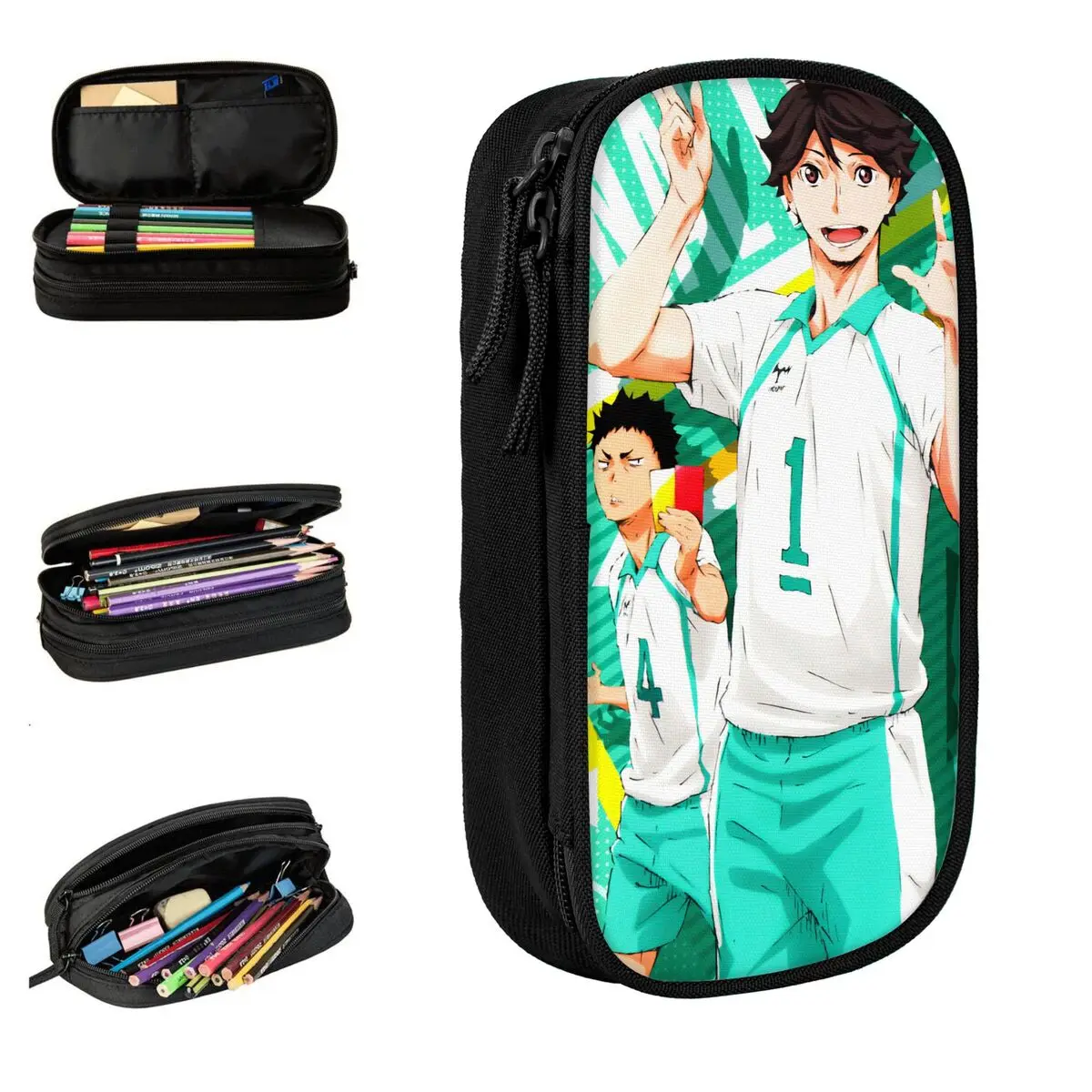 

Haikyuu, пеналы японского аниме, новая сумка для ручек, студенческая большая сумка для хранения, школьный пенал на молнии