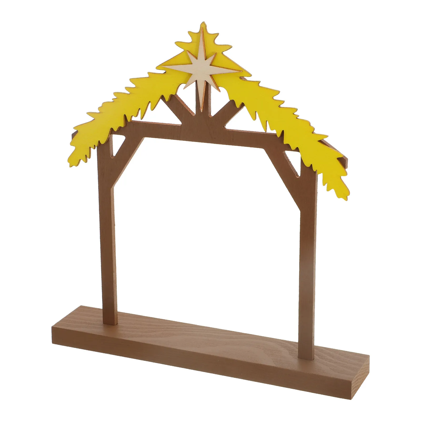 Wooden Nativity Stable Christmas Manger Creche Backdrop Handcarved Natural Brown Wood Nativity Scene Display Religious Holiday
