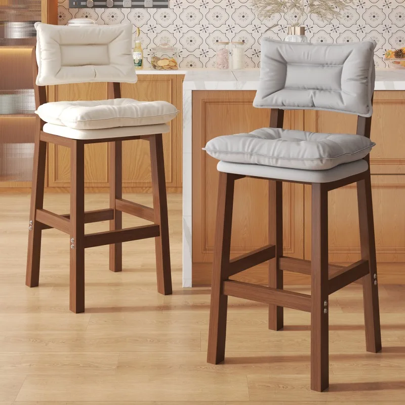 

Wood Comfortable Bar Stools Kitchen Luxury Designer Living Room Restaurant Bar Chairs With Back Taburete Alto Home Furniture