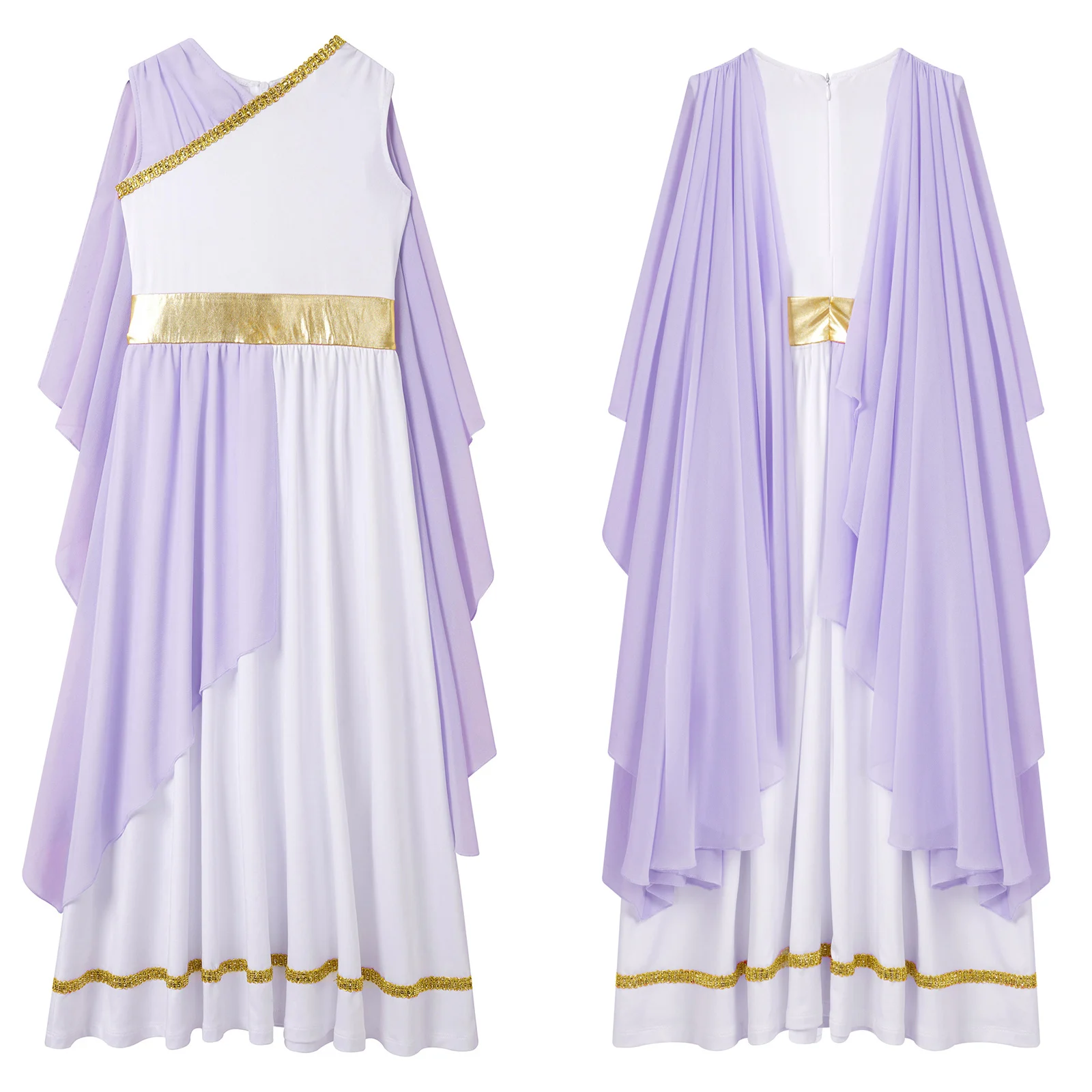 Kids Girls Church Choir Worship Toga Gown Lyrical Dance Dress Halloween Ancient Greek Roman Athena Godness Cosplay Costume