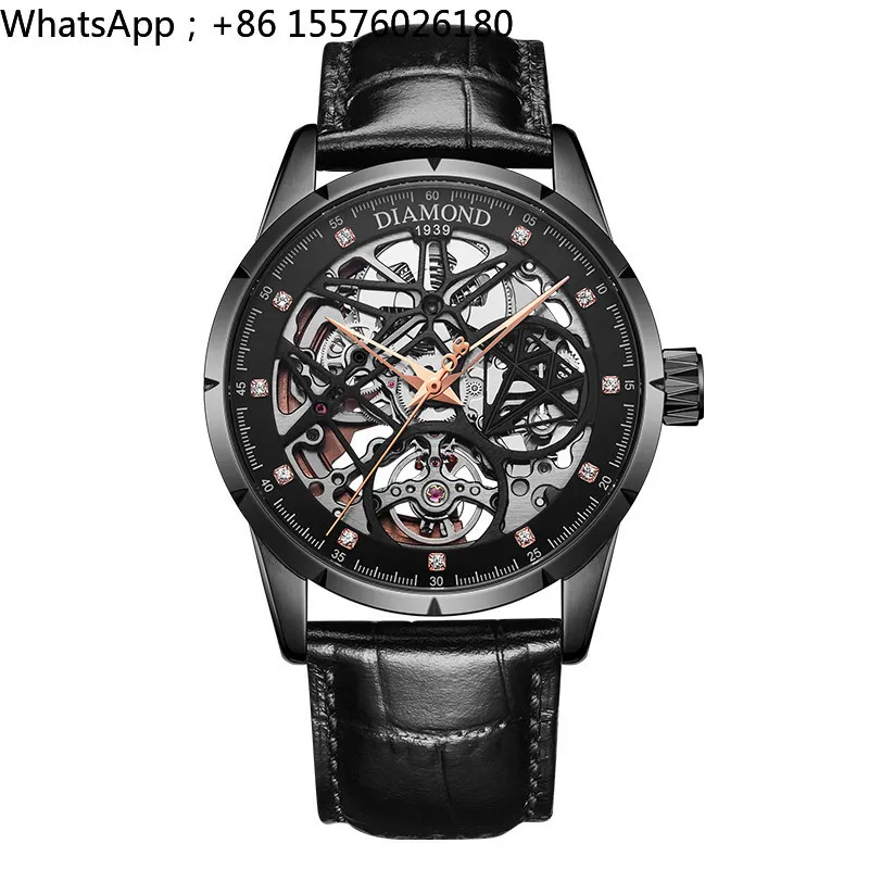 Boys' Watch Student Mechanical Watch Men's Long Storage Time Double-sided Hollow Back Through Casual Watch