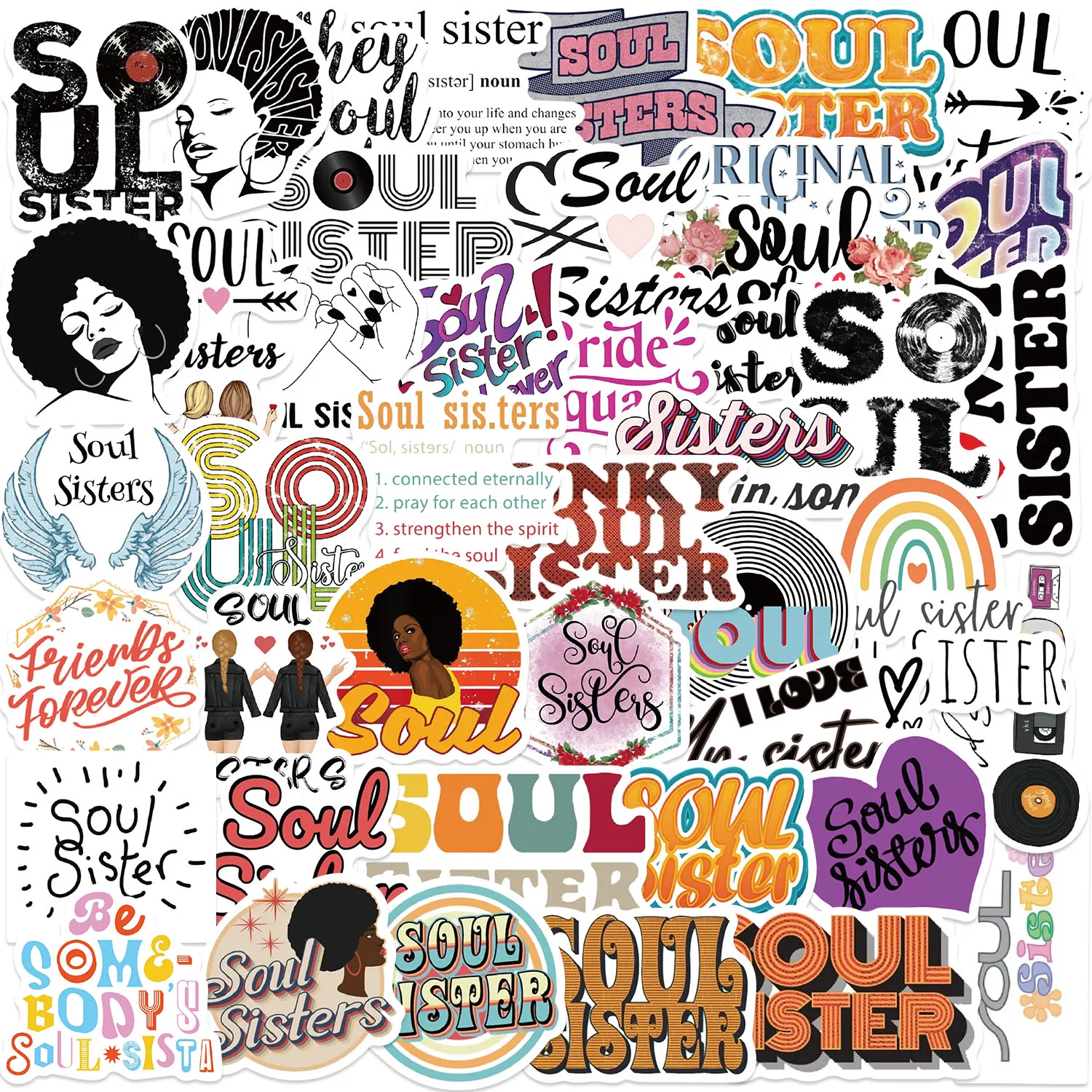 50PCS Soul Sister Stickers For Phone Laptop Suitcase Skateboard Guitar Waterproof Cartoon Graffiti Aesthetic Decals Sticker