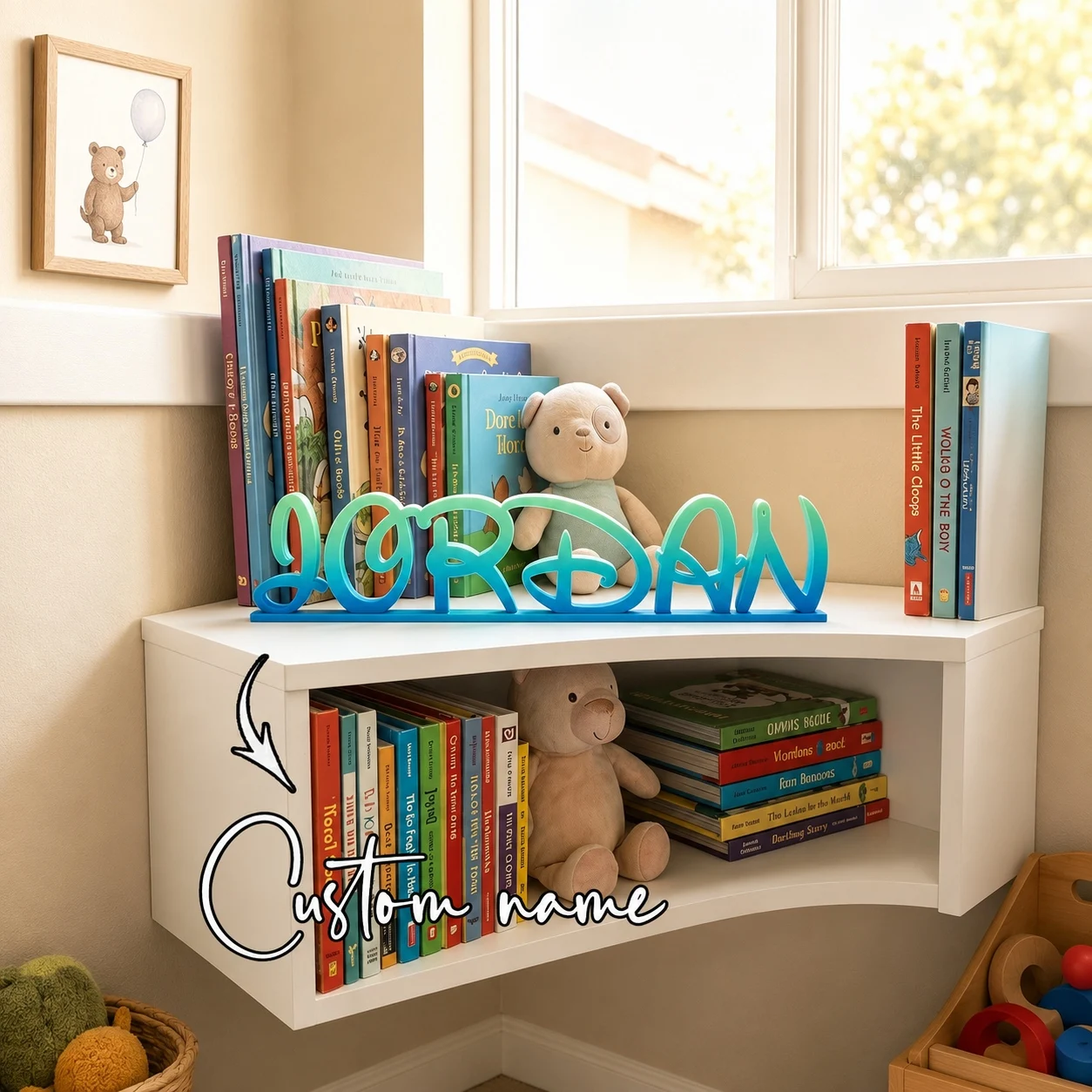 Custom 3D Name Sign Cartoon Tabletop Name Plaque Desktop Ornament Nursery Room Decor Baptism Wedding Anniversary Graduation Gift